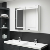 LED kupaonski ormaric s ogledalom sjajni bijeli 80 x 12 x 68 cm