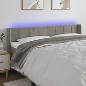 Vidaxl vidaXL Vzglavje postelje z LED svetlo sivo 203x16x78/88 cm žamet