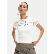 Desigual Majica Helsinki 26SWTK10 Kremna Slim Fit
