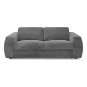 Temno siva sedežna garnitura za spanje/raztegljiva iz rebrastega žameta 220 cm Hugo – Bobochic Paris