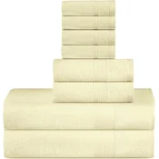 Nikcorp Komplet brisač za kopalnico 8 kom 100% bombaž bež OEKO-TEX 500 g/m2 2 kopalni 70x140 cm 2 ročni 41x71 cm 4 krpice 30x30 cm, dvojno šivanje, ojačan rob
