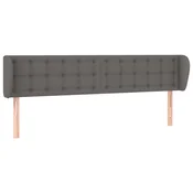 Vidaxl Vzglavje z ušesi sivo 203x23x78/88 cm umetno usnje