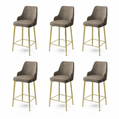 HANAH HOME Set 6 barskih stolica Enox Cappuccino Gold
