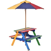 COSTWAY Piknik set za otroke Miza za piknik + klop + dežnik, (5000018635)