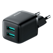 JoyRoom - omrežni polnilec - 2 x USB + hitro polnjenje - 12W, 2.4A - črn KP28091