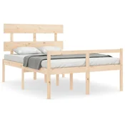 Greatstore Posteljni okvir z vzglavjem 4FT trden les