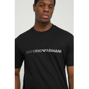 Pamucna majica Emporio Armani za muškarce, boja: crna, s aplikacijom