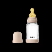 BIBS - Otroška steklena steklenička 120 ml, lateks - Blush (počasni pretok)