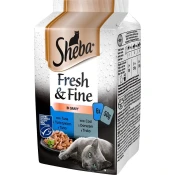 SHEBA Sheba Fresh & Fine Mini ribje jedi v omaki, 6 x 50 g - mokra hrana za zrele mačke z okusom trske in tunine