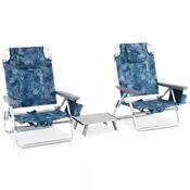 COSTWAY Komplet 2 plažnih stolov s mizico, (5000356029)