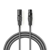 Nedis Adapterski kabel DMX | XLR 3-polni moški | XLR 3-polni ženski | Ponikljano | 15,0 m | Okrogla | PVC | Temno siva | Darilna škatla
