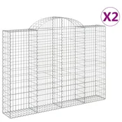 Vidaxl Obokane gabion košare 2 kosa 200x30x140/160 cm pocinkano železo