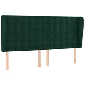 Vidaxl Vzglavje z ušesi temno zeleno 203x23x118/128 cm žamet