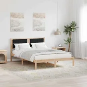 vidaXL vidaXL Posteljni okvir z oblazinjenim vzglavjem Črna 135 x 190 cm, (5000084631)