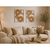 Set 2 stenska dekoracija CIRCLES kovina 48x68 cm, bela/bež