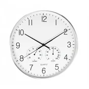 SEGNALE Stenska ura KO-837362290 s termometrom in higrometrom, 38 cm, srebrno ohišje