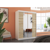 Garderobna omara z drsnimi vrati Nordic - 150 cm - bela/sonoma hrast