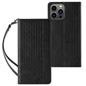 Ovitek Magnet Strap Case za iPhone 13 Pro Max (denarnica, vrvica), črni