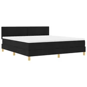 Vidaxl LED Box Spring Postelja z LED trakami Črna 180 x 200 cm blago