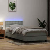 vidaXL vidaXL Box spring postelja z vzmetnico Svetlo siva 80x210 cm žamet, (21791167)