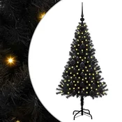 Božicno drvce s 150 LED svjetlima s stalakom Crna 120 cm PVC