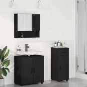 vidaXL Komplet pohištva za kopalnico 3 pcs Črna 61 x 35 x 64 cm