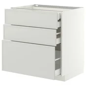 METOD / MAXIMERA Pod.elem.3front/2dnj/1srd/1vis.fiok, bela/Aspudden svetlosiva, 80x60 cm