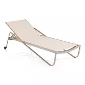 Kettler KETTLER DIAMOND aluminijska ležaljka s tikovim naslonima, Sunbrella taupe/bež