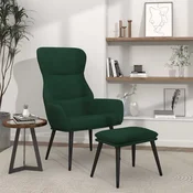 vidaXL vidaXL Stol za sproščanje s stolčkom temno zeleno blago, (20957811)