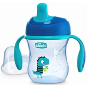 Prijelazna čaša Chicco - Za dječaka, plavi dinosaur, 200 ml