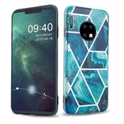 Cadorabo CADORABO primera, združljiv s Huawei v marmorju Blue Wave št. 13 - Zaščitni pokrov iz silikona TPU z vzorcem mozaika, (20567696)