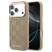 Karl Lagerfeld PU perforiran monogram MagSafe zadnji ovitek za iPhone 17 Pro Max bež