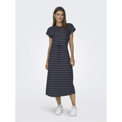 Navy blue womens striped basic midi dress ONLY May