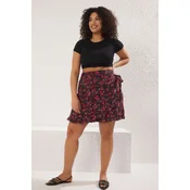 Trendyol Curve Multicolored Floral Woven Tie Plus Size Shorts Skirt