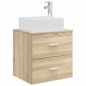 vidaXL Umivalnik s pritrditev na steno Sonoma hrast 53 x 34,5 x 63 cm