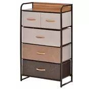 Homestar Predalnik s 5 tkaninskimi predali 58x29x99 cm rjav