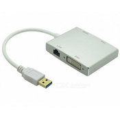 Adapter-konvertor USB 3.0 na HDMI+VGA+DVI+RJ45