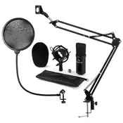 Auna CM001B mikrofonski set V4, crni, XLR kondenzatorski mikrofon, nosac mikrofona, pop filter