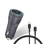 CONNECT IT InCarz DUPLEX avtopolnilec, 2x USB-C, 1x Lightning, ANTRACIT