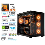 Računalnik MEGA MT S5 R9-9950X/RTX5080/32GB-DDR5/4TB/1050W/Brez OS/črna RGB + Estetski napajalni kabli [Oranžna/Črna]