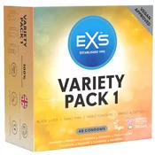 EXS Variety Pack 1 - 48 Premium Latex Condoms, Mixed Types & Flavours EXS009B