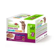 Natural Trainer Cat Multipack Sterilised Adult, vrečka - puran, trska - 12 x 85 g