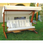 Casa Padrino Luxury Hollywood Swing Cream/Brown - Weatherproof Garden Swing with Sun Roof - Garden Terraces Swing - Hotel Furniture - Luxury Quality