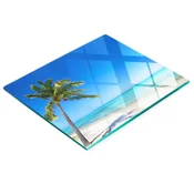 shumee Dekorativna steklena deska za rezanje in serviranje Tropska plaža 60x52 cm