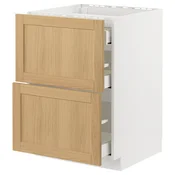METOD / MAXIMERA Pod.elem.grej.ploca/2front/3fiok, bela/Forsbacka hrastovina, 60x60 cm