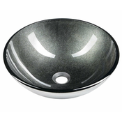 Stekleni umivalnik SKIN, premer 42 cm, kovinsko siv - Barve - 24 - Steklo - Stojalo - Ne - Sapho - BEAUTY - 42.00 - Brez odprtine - Ring - Umivalnik za namestitev na polico - O42x14 cm