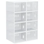 HOMCOM Modularna obuvalna polica z 8 kubičnimi zabojniki in magnetnimi vrati, kubični zabojniki za shranjevanje iz PP, 25x35x19 cm, bela in prozorna