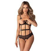 Obsessive Euridia Crotchless Teddy Black Velikost XS/S