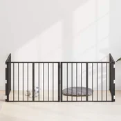 vidaXL Pasja vrata 4 pcs Črna 80 x 60 cm Cinkana jeklena
