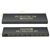 Xwave HDMI 2.0 spliter 1x in - 8x out 8K Activ Adapter ,1- 8-,